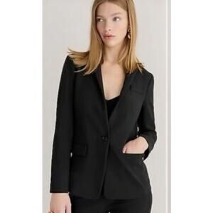 J Crew Size 12 Willa Blazer Jacket Black Single Breasted Vented Pockets